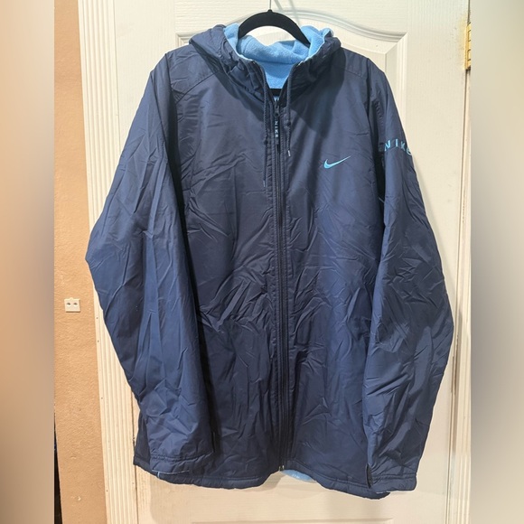 Nike Men's Navy Windbreaker Fleece 2 In 1 Reversible Jacket - Picture 1 of 9